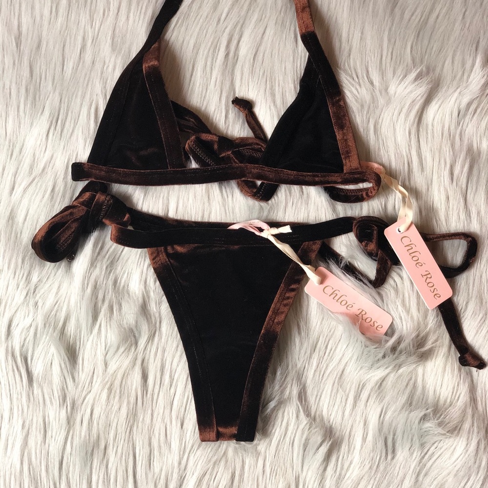 Chloe Rose Two Piece Bikini Set Bronze Velvet